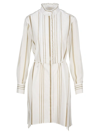 Shop Chloé Striped Shirt Dress In White