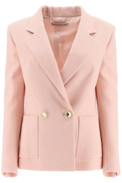 Shop Alessandra Rich Crystal Button Double In Pink