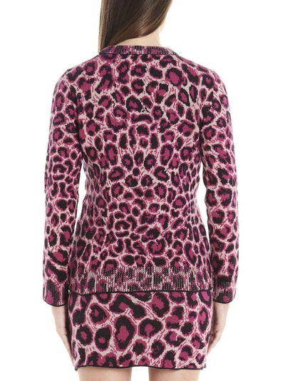 Shop Alberta Ferretti Save Me Leopard Knitted Sweater In Pink