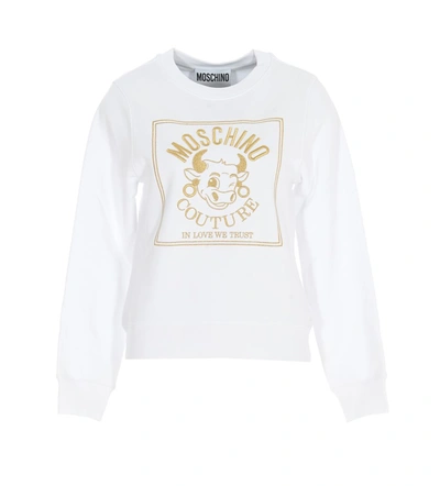 Shop Moschino Graphic Embroidered Sweatshirt In White