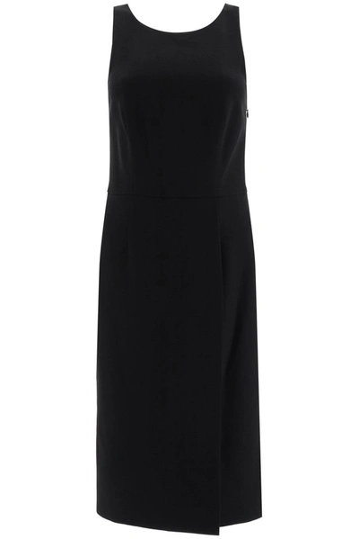 Shop Givenchy Back Detail Midi Dress In Black