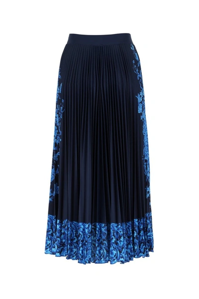 Shop Valentino Bluegrace Bouquet Print Pleated Skirt