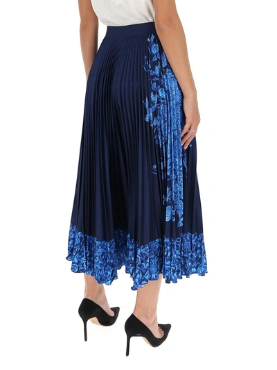 Shop Valentino Bluegrace Bouquet Print Pleated Skirt