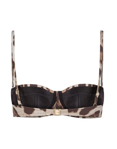 Shop Dolce & Gabbana Leopard Print Bikini Top In Multi