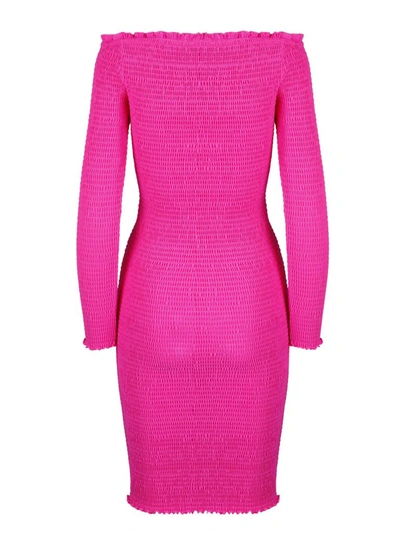 Shop Balenciaga Smocked Mini Dress In Pink
