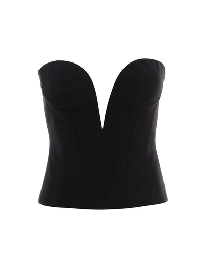 Shop Versace Sweetheart Neck Strapless Top In Black