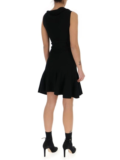 Shop Alexander Mcqueen Asymmetric Neck Mini Dress In Black