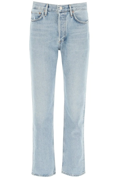 Shop Agolde Lana Mid Rise Straight Leg Jeans In Blue