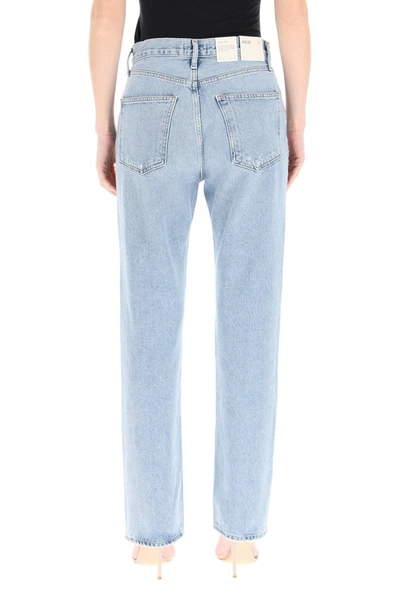 Shop Agolde Lana Mid Rise Straight Leg Jeans In Blue