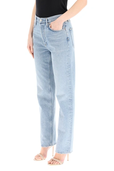 Shop Agolde Lana Mid Rise Straight Leg Jeans In Blue