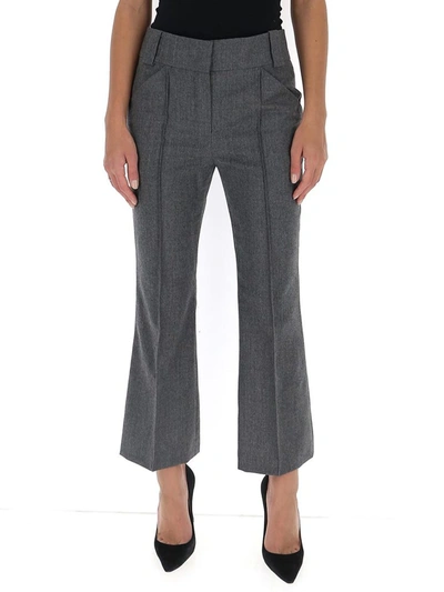 Shop Fendi Tailored Cropped Trousers In Grey