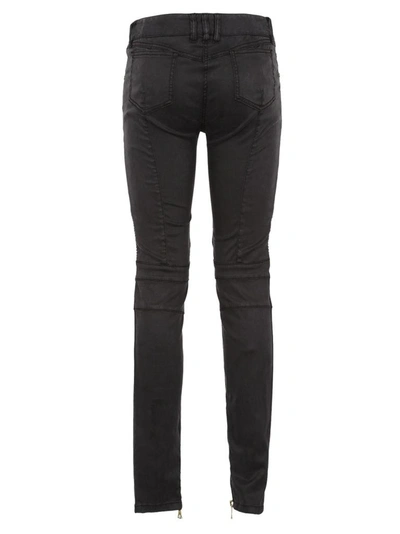 Shop Balmain Panelled Skinny Jeans In Black