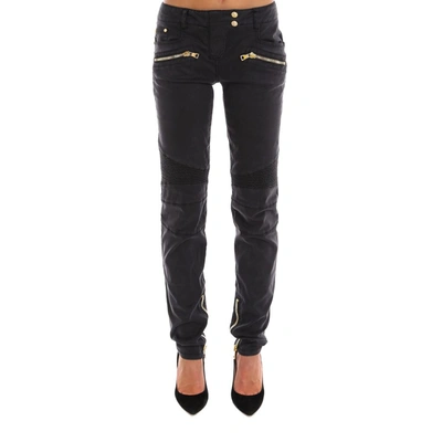 Shop Balmain Panelled Skinny Jeans In Black