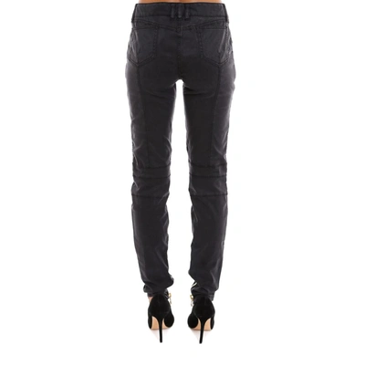 Shop Balmain Panelled Skinny Jeans In Black