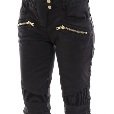 Shop Balmain Panelled Skinny Jeans In Black