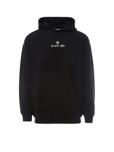 Shop Balenciaga Sponsor Logo Hoodie In Black