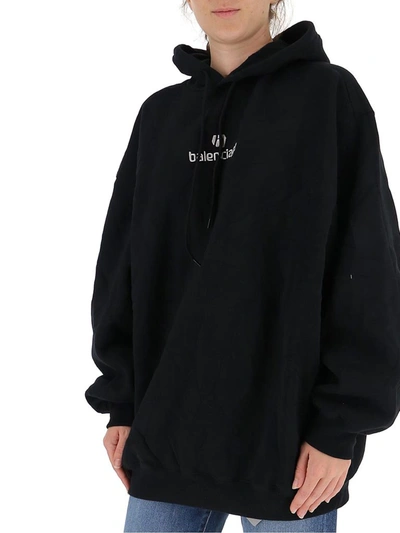 Shop Balenciaga Sponsor Logo Hoodie In Black