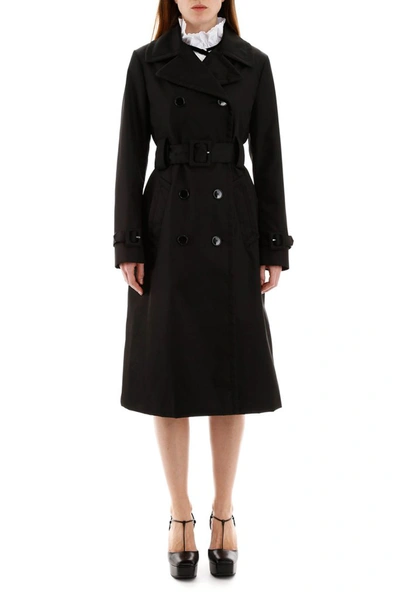 Shop Prada Belted Trench Coat In Black