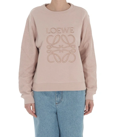Shop Loewe Anagram Embroidered Sweatshirt In Pink