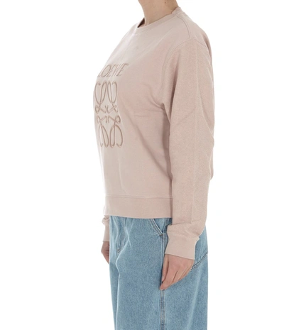 Shop Loewe Anagram Embroidered Sweatshirt In Pink