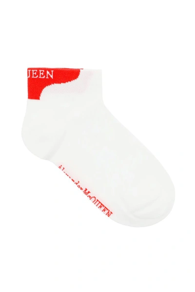 Shop Alexander Mcqueen Logo Ankle Socks In White