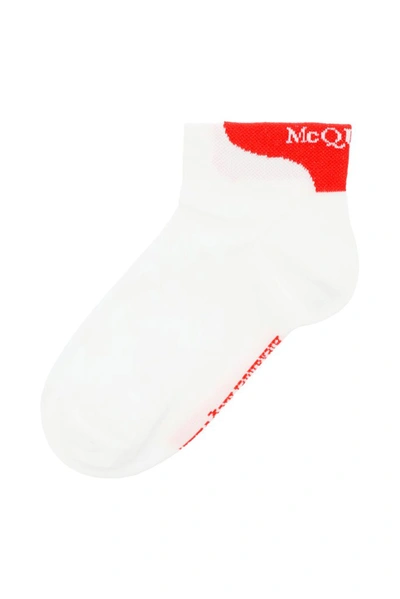 Shop Alexander Mcqueen Logo Ankle Socks In White