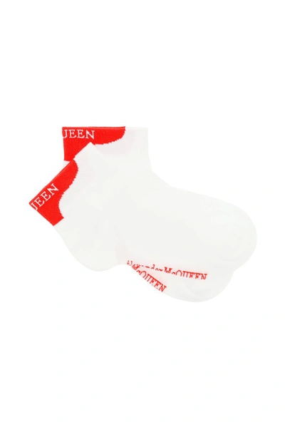 Shop Alexander Mcqueen Logo Ankle Socks In White