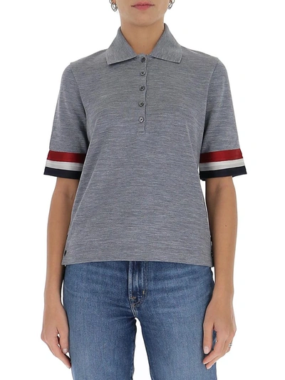 Shop Thom Browne Rwb Trim Polo Shirt In Grey