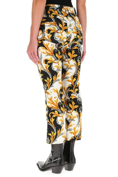 Shop Versace Baroque Print Cropped Jeans In Multi