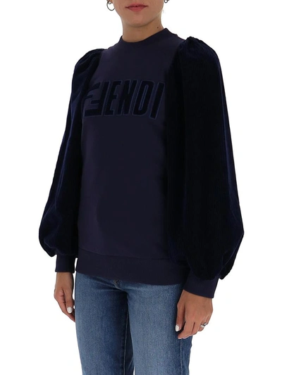 Shop Fendi Ff Logo Sweatshirt In Blue