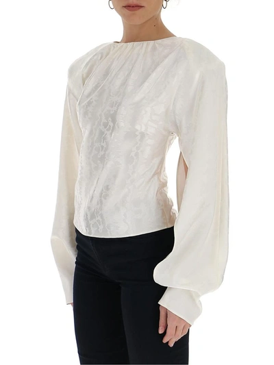 Shop Attico The  Padded Shoulder Blouse In White