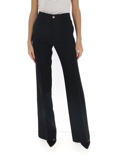 Shop Gucci High Waisted Flare Pants In Black