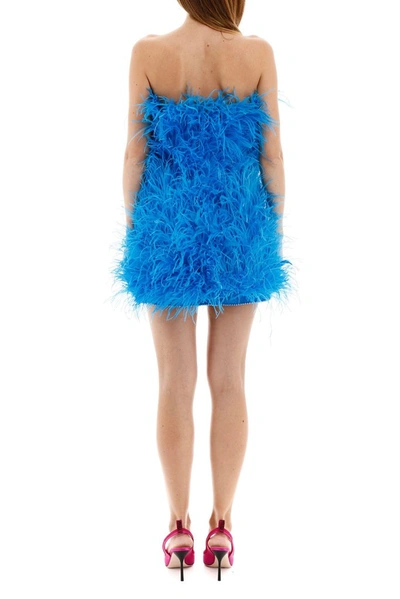 Shop Attico Feathers Mini Dress In Blue