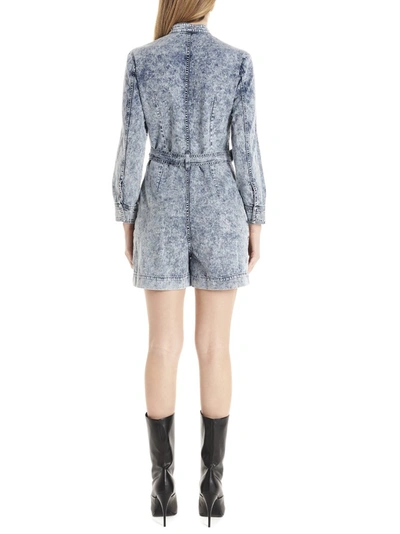 Shop Stella Mccartney Belted Denim Playsuit In Blue