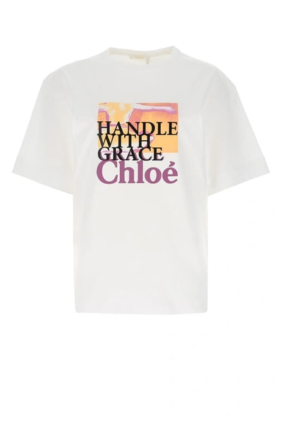 Shop Chloé Handle With Grace Print T In White