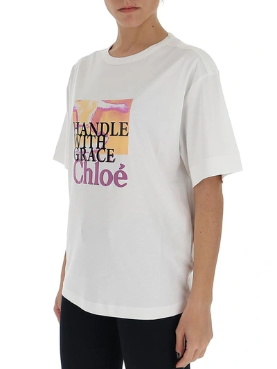 Shop Chloé Handle With Grace Print T In White