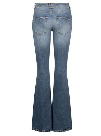 Shop Balmain Buttoned Flared Jeans In Blue