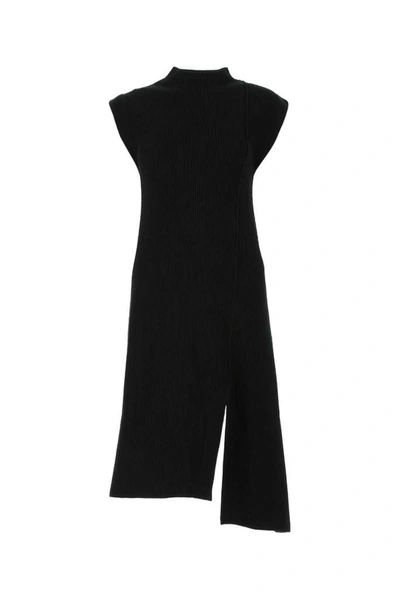 Shop Kenzo Asymmetric Knit Dress In Black