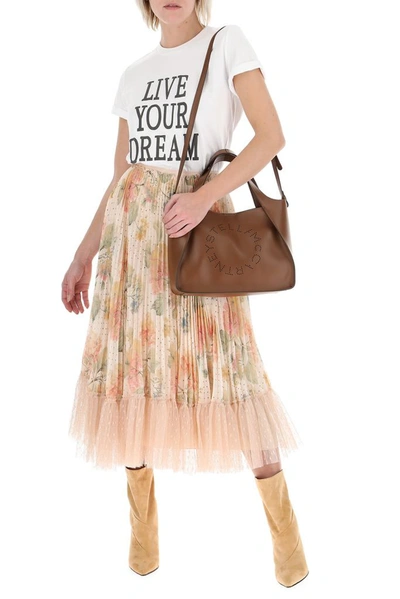 Shop Red Valentino Redvalentino Tulle Trim Floral Pleated Skirt In Multi