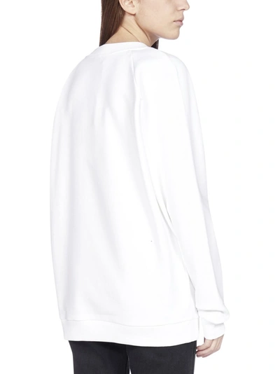 Shop Balmain Logo Printed Crewneck Sweatshirt In White