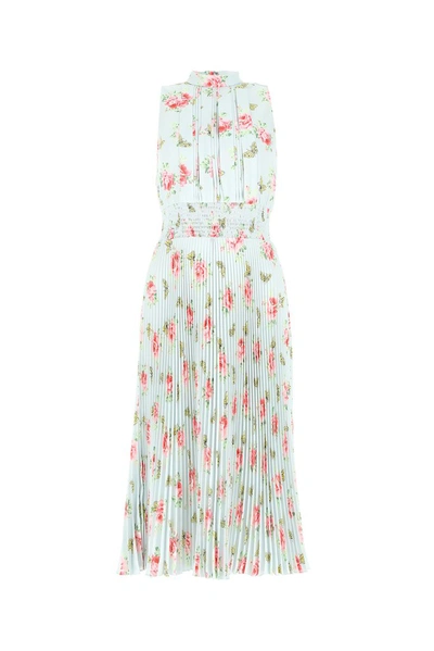 Shop Prada Floral Pleated Midi Dress In Multi