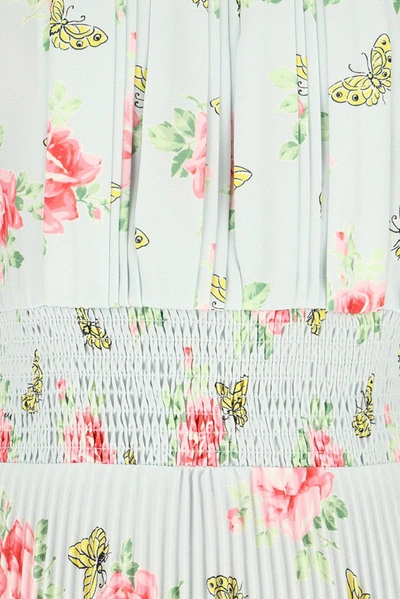 Shop Prada Floral Pleated Midi Dress In Multi