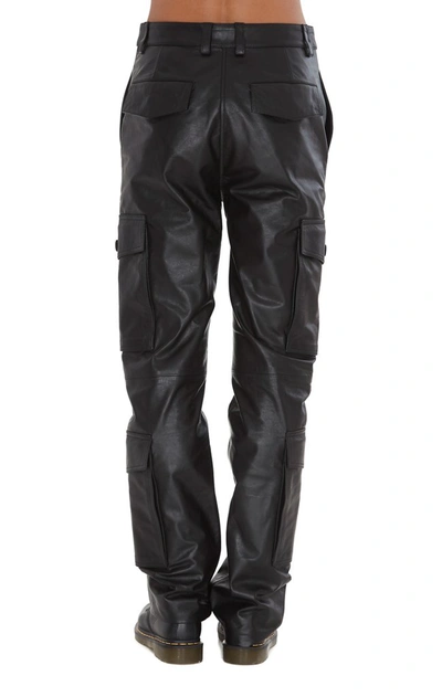 Shop Kenzo Leather Cargo Trousers In Black