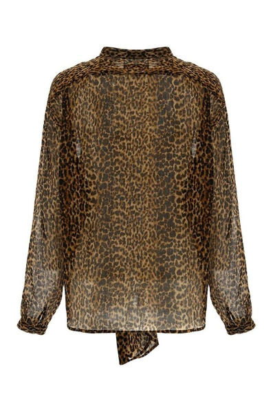 Shop Saint Laurent Leopard Print Sheer Shirt In Multi