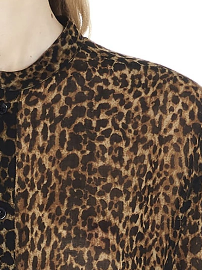 Shop Saint Laurent Leopard Print Sheer Shirt In Multi