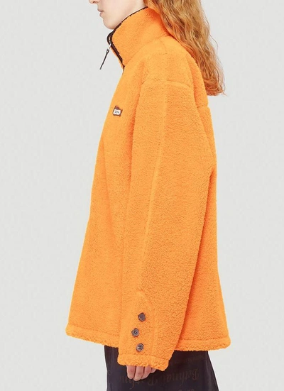 Shop Ader Error Faux Shearling Pullover Jacket In Orange