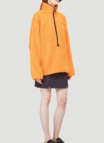 Shop Ader Error Faux Shearling Pullover Jacket In Orange