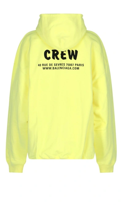 Shop Balenciaga Crew Printed Hoodie In Yellow