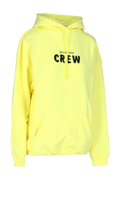 Shop Balenciaga Crew Printed Hoodie In Yellow