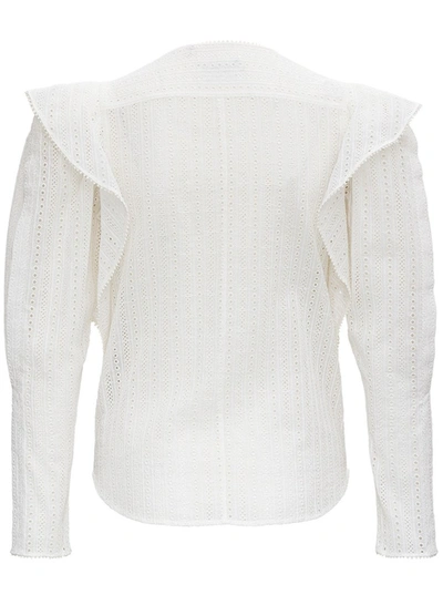 Shop Isabel Marant Getylia Ruffle Shirt In White